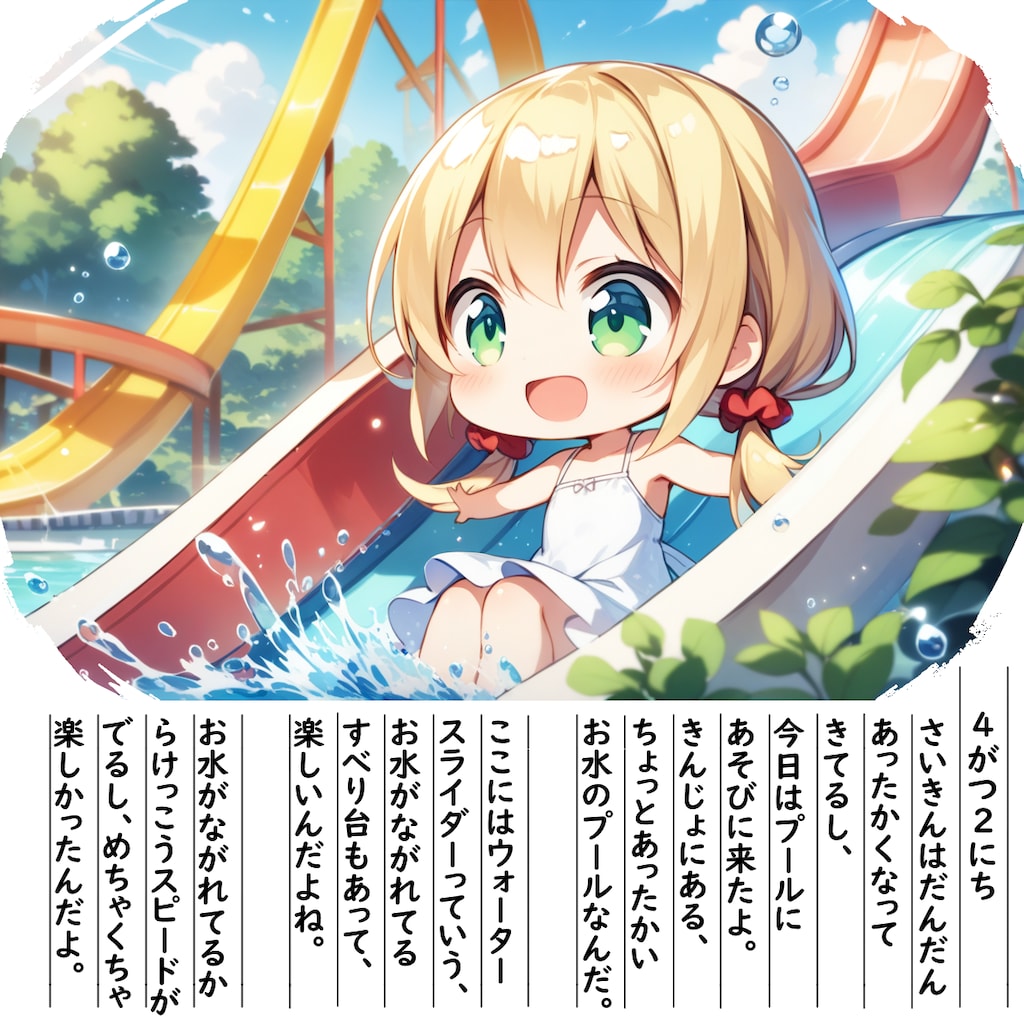 【絵日記】ぷーるにきたよ