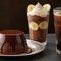 デザートのチョコレートプリンとバナナチョコレートパフェとエスプレッソ 4枚目