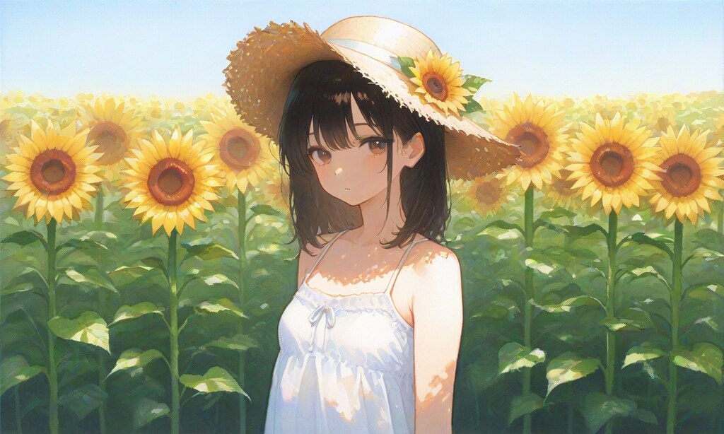 ひまわり畑の少女