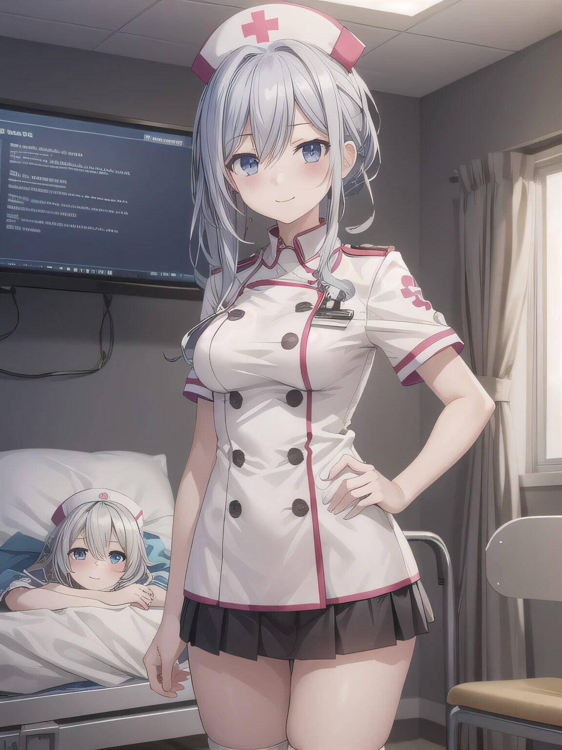 銀髪ロングで白衣の少女５ | の人気AIイラスト・グラビア