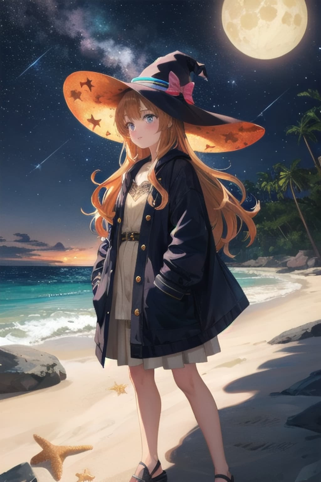 砂浜の魔女と星空