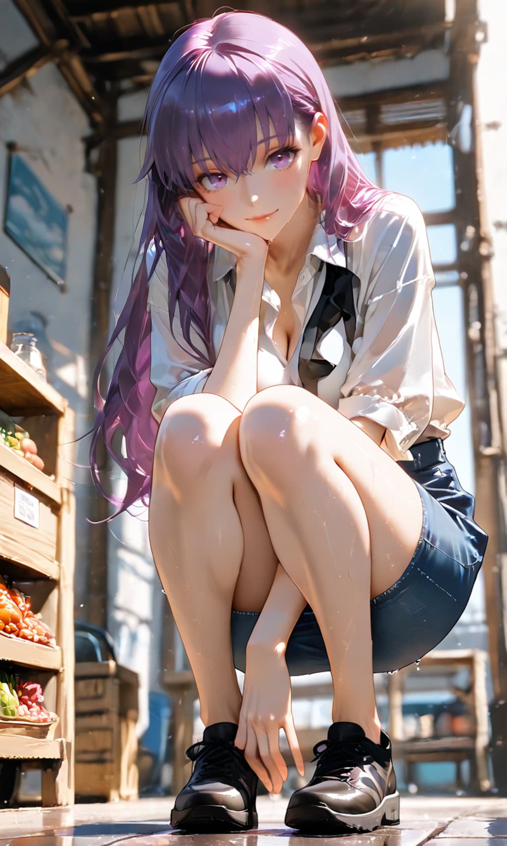 間桐桜 女優魂 ～白い美脚がたまらない早朝の市場～