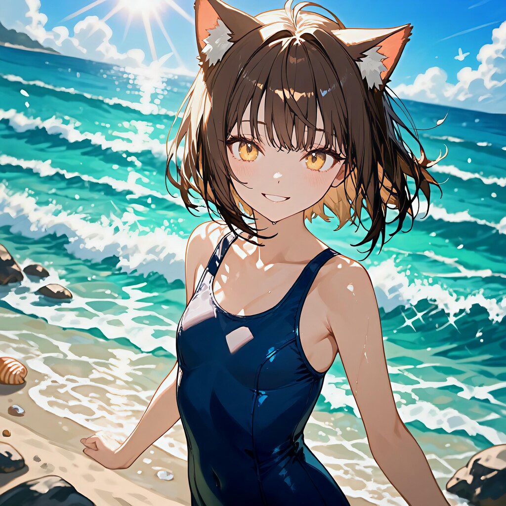 猫娘 in the beach.