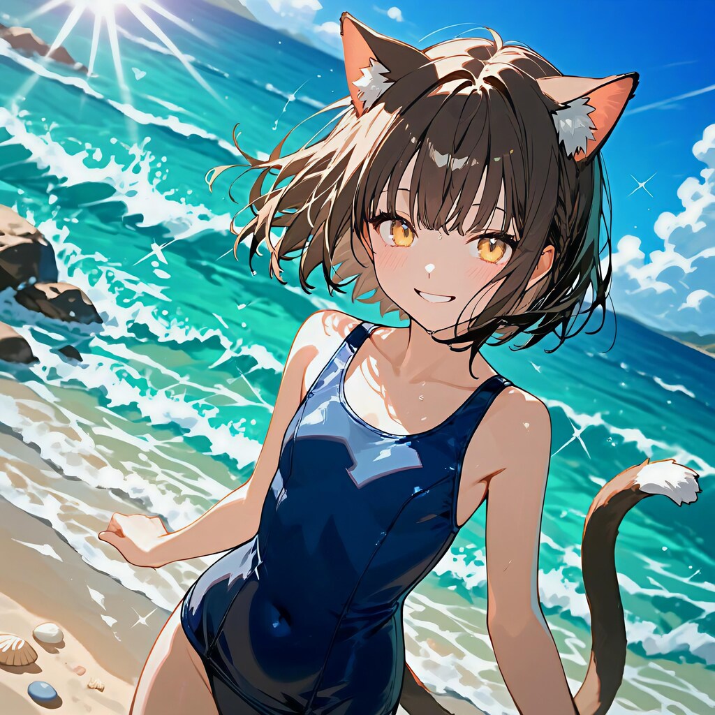 猫娘 in the beach.