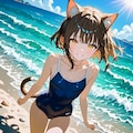 猫娘 in the beach. 3枚目
