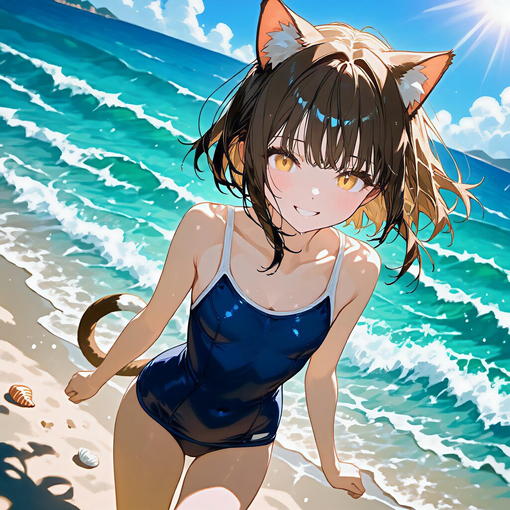 猫娘 in the beach.