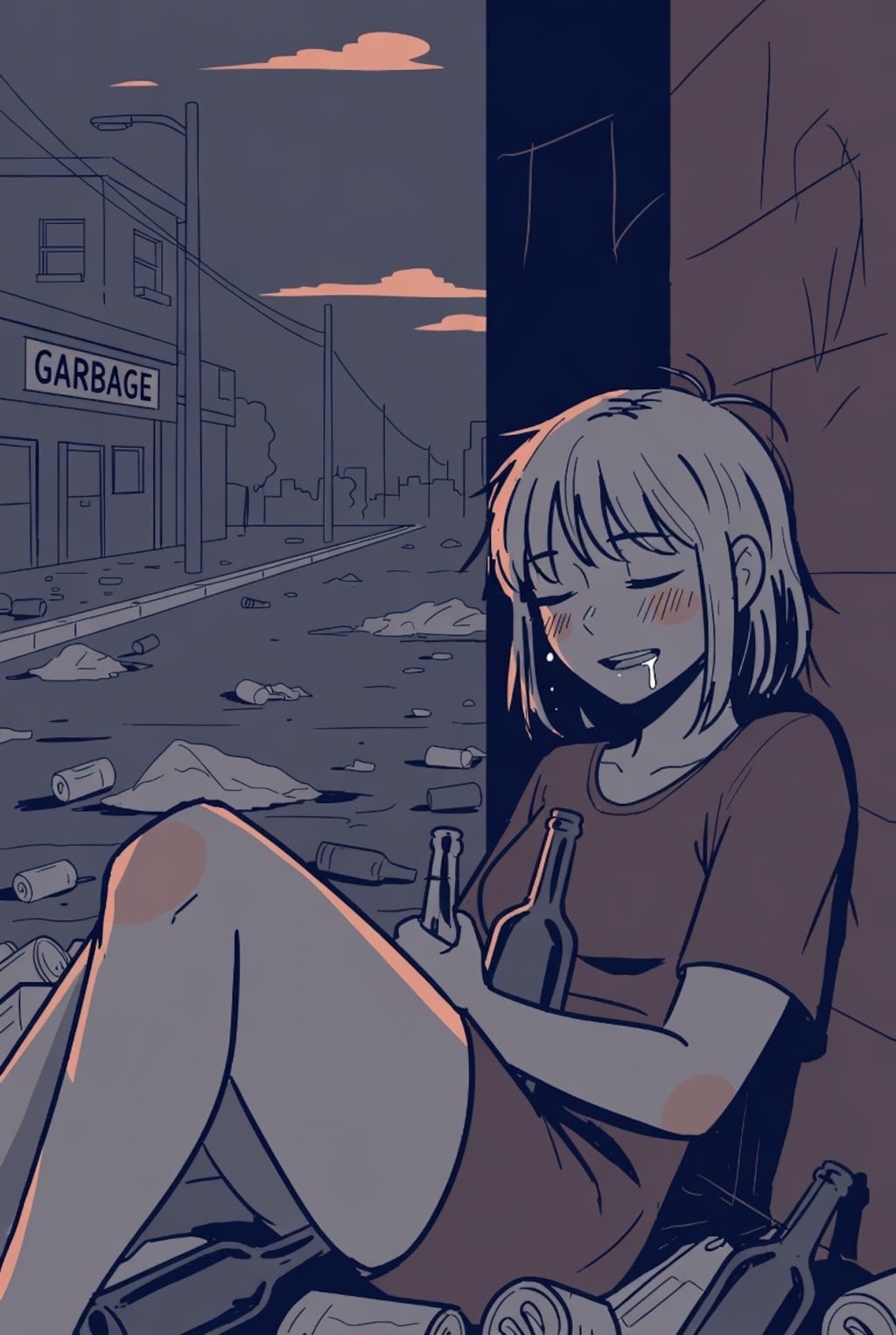 早朝の酔っ払いお姉さん