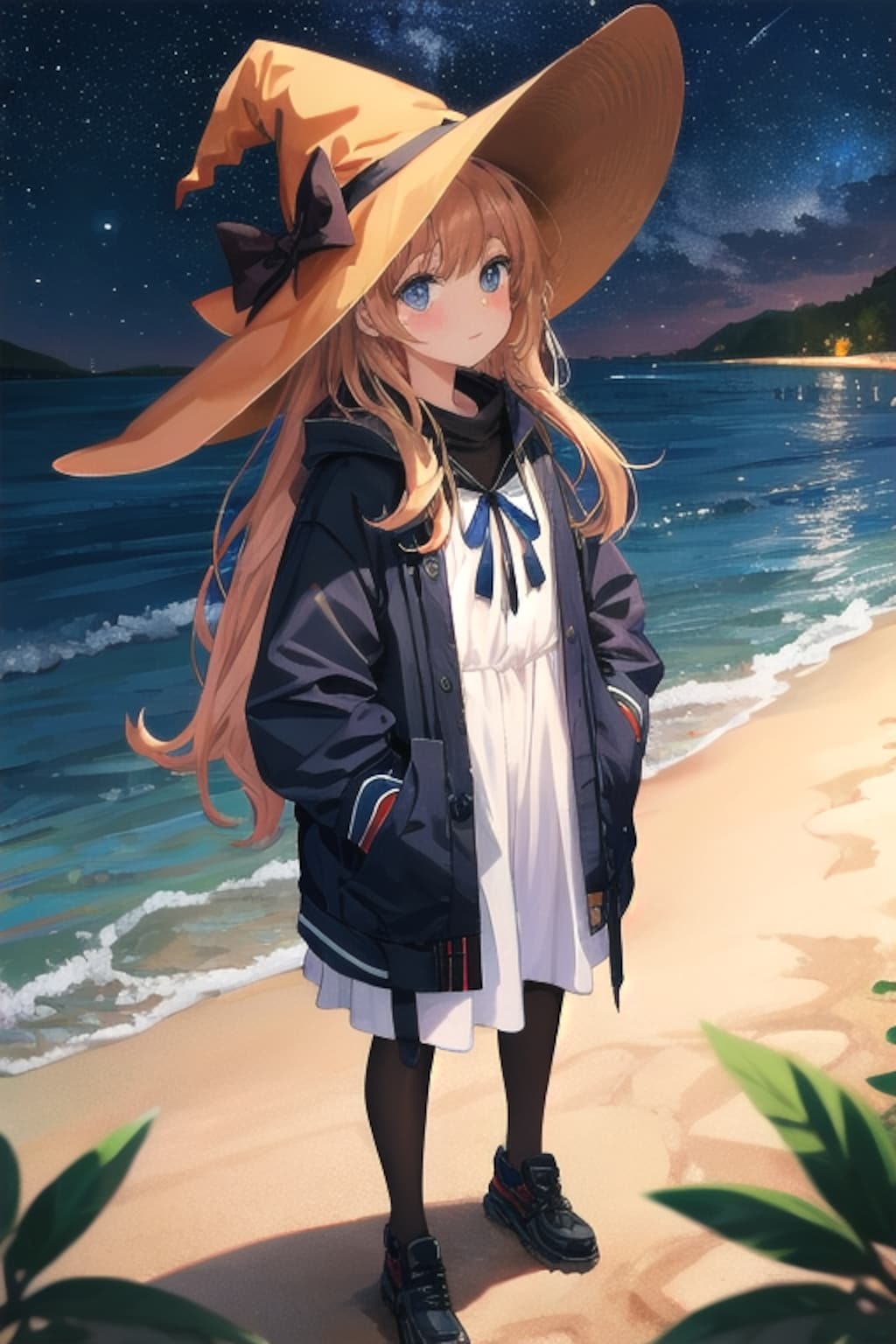 砂浜の魔女と星空