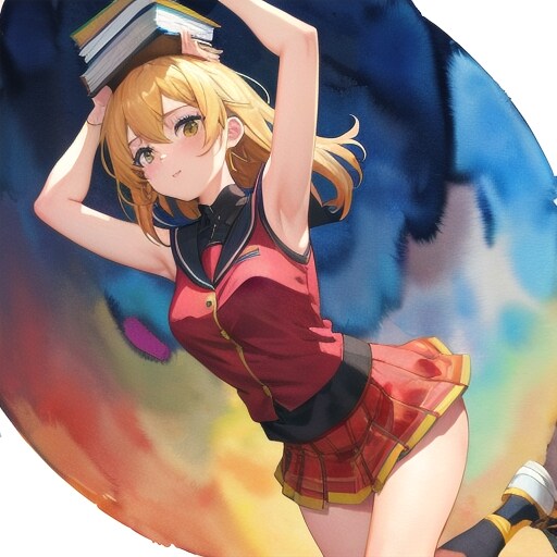 頭に本を乗せる女の子