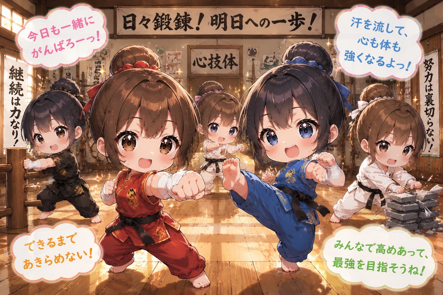 【#お団子ヘア】お団子頭の武闘家娘達