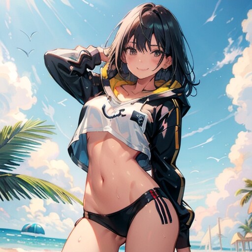 謎パーカー水着さん