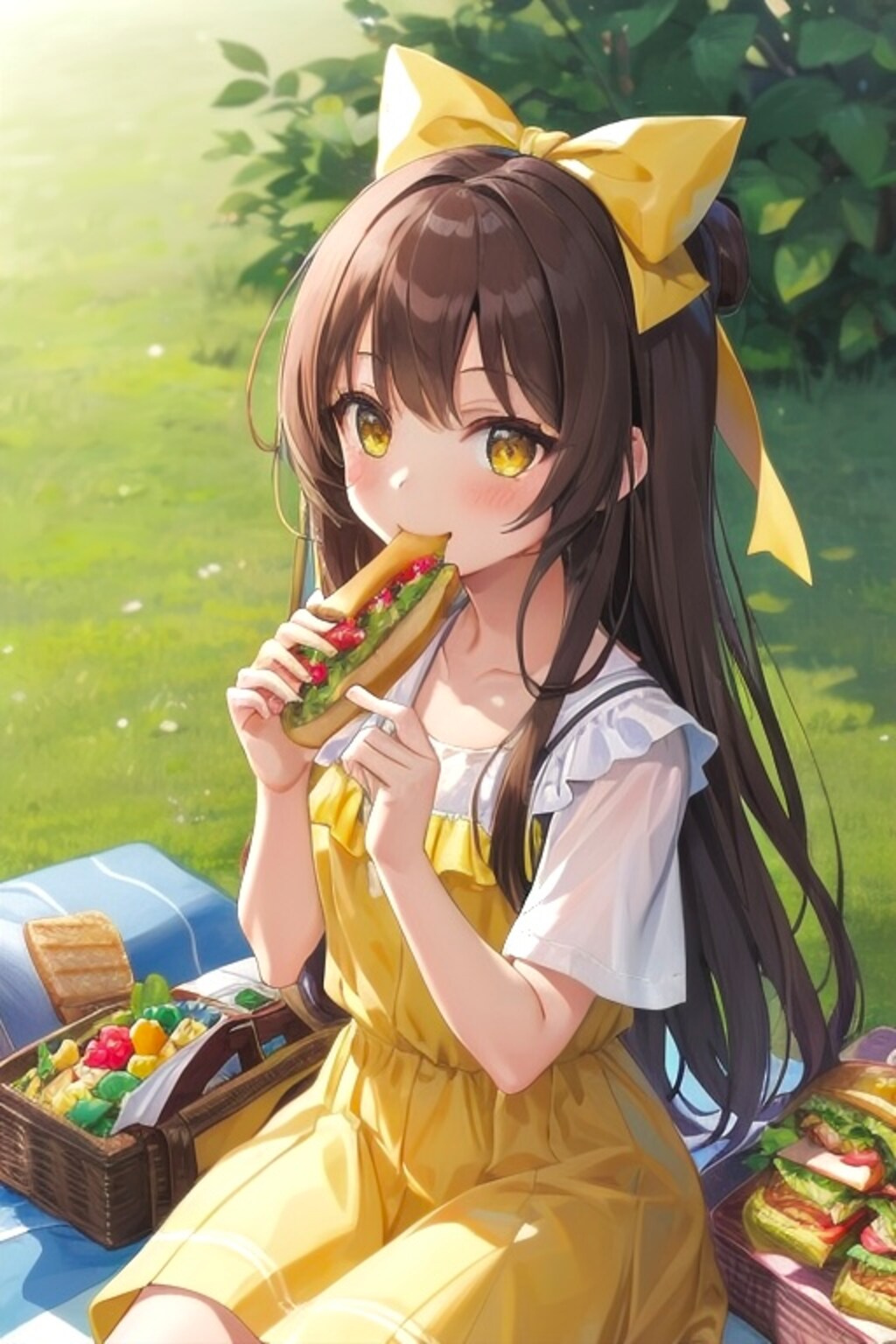 サンドイッチを食べるもぐもぐなごちゃん🥪💛🍋