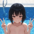 プールの貧乳の女の子 8枚目