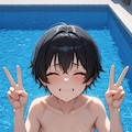 プールの貧乳の女の子 2枚目