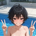 プールの貧乳の女の子 7枚目