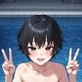 プールの貧乳の女の子 3枚目