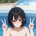 プールの貧乳の女の子 4枚目