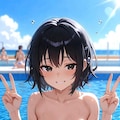 プールの貧乳の女の子 9枚目