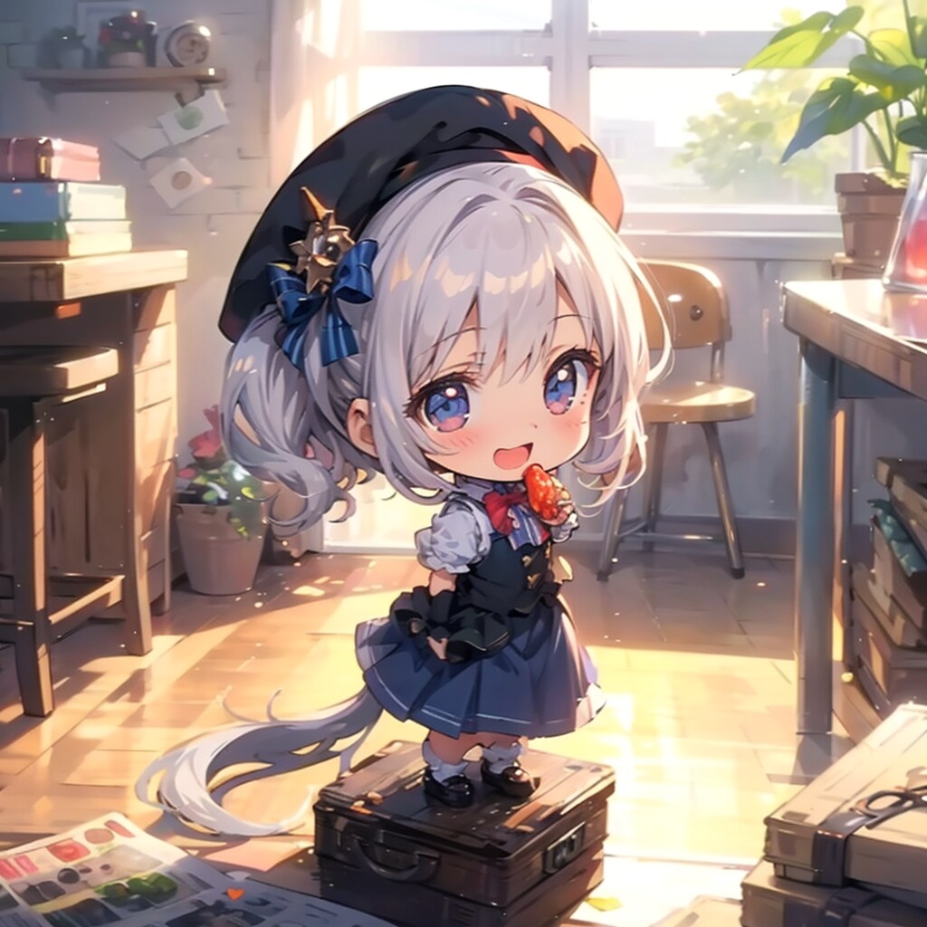 足元に、カバン。