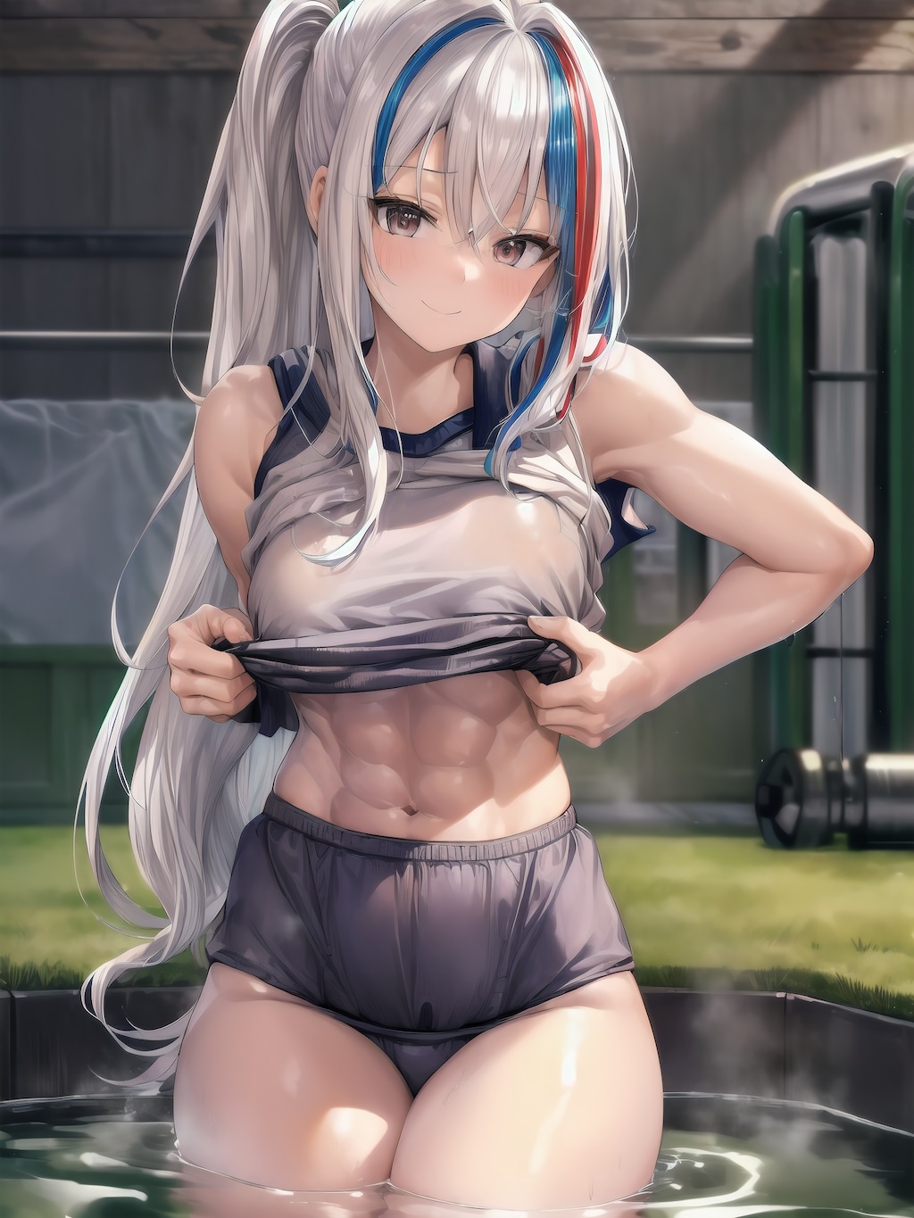 「汗で蒸れちゃったから上脱ぐね(〃▽〃)」な体操着リズベッドちゃん