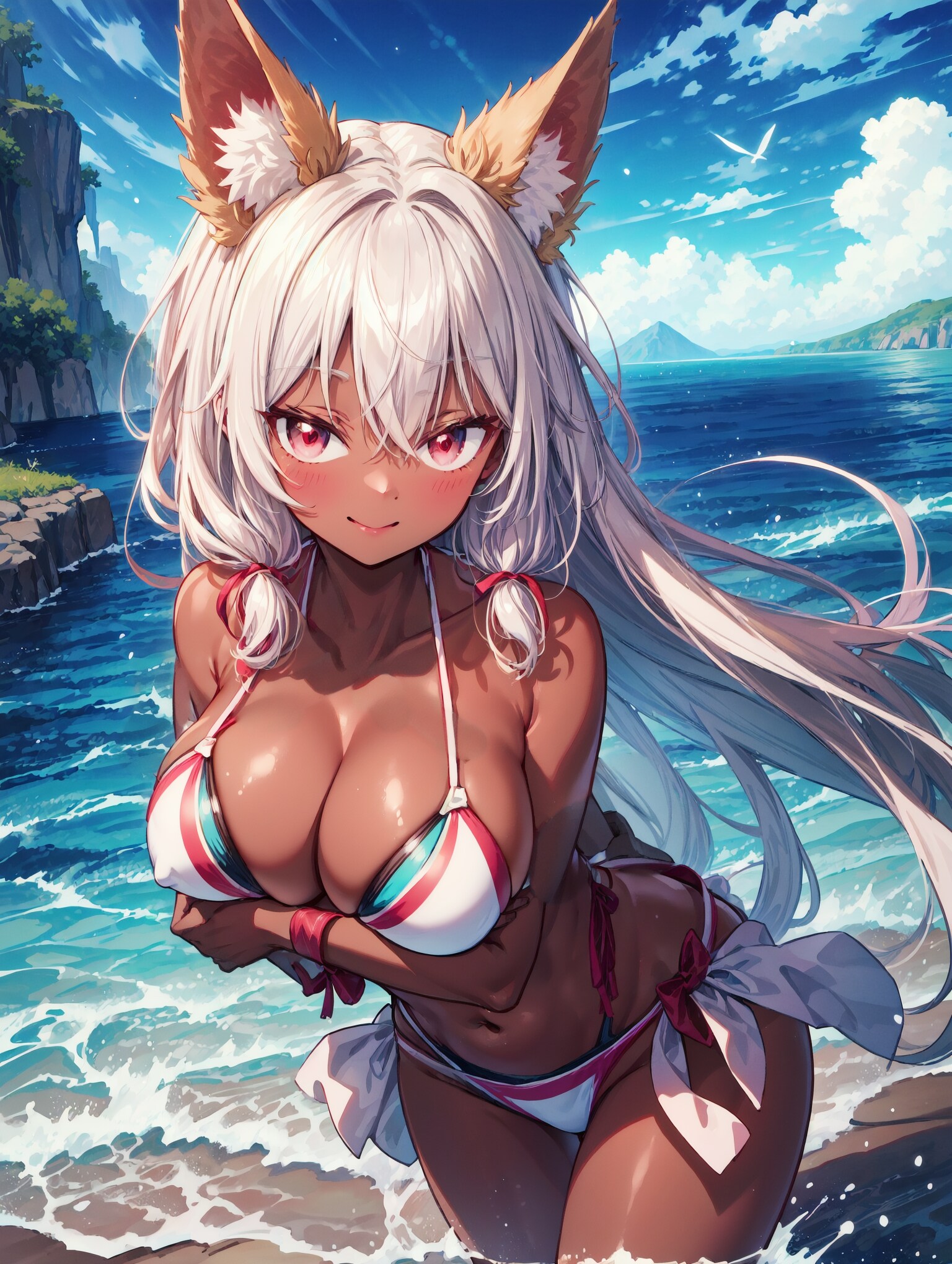 大人なビキニ水着狐娘