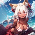 大人なビキニ水着狐娘 2枚目