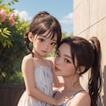花と仲良し母娘 2枚目