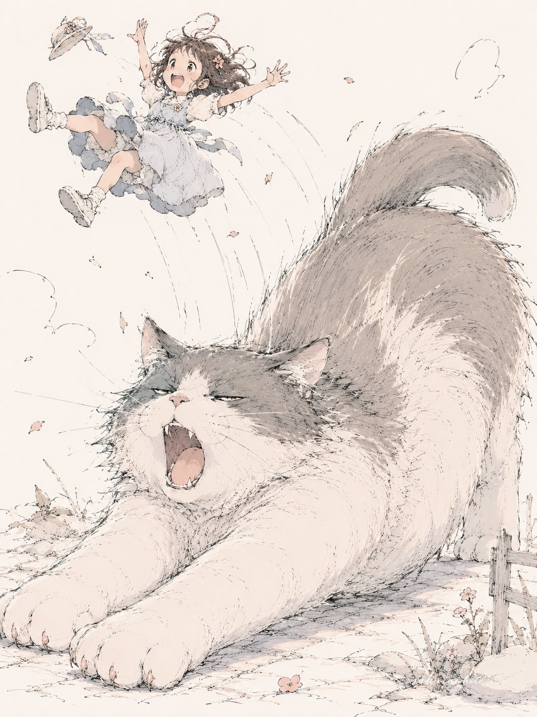 大きい猫といっしょ