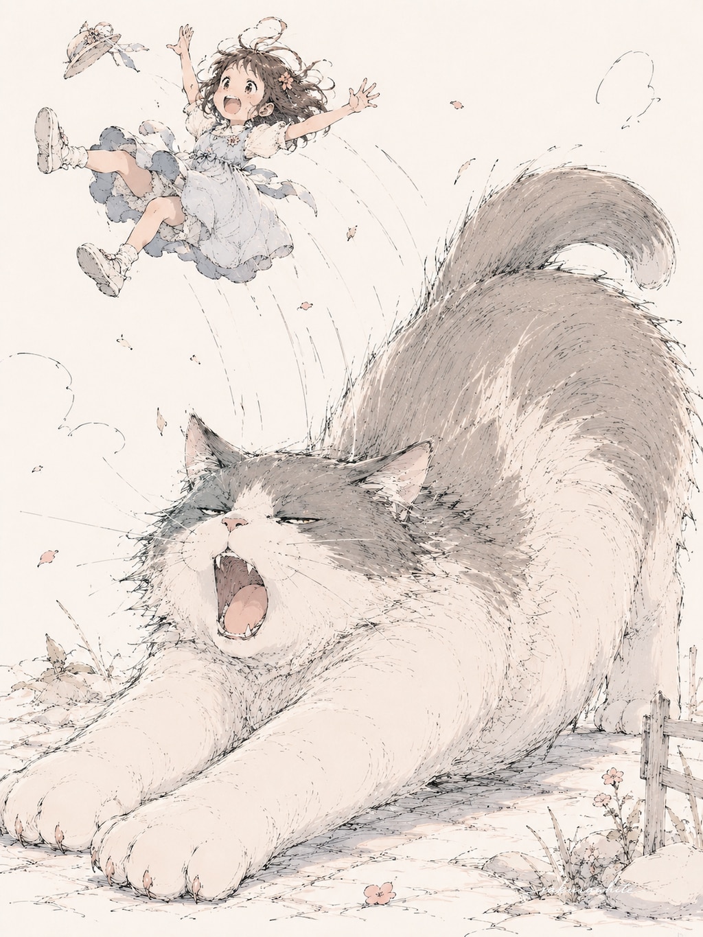 大きい猫といっしょ