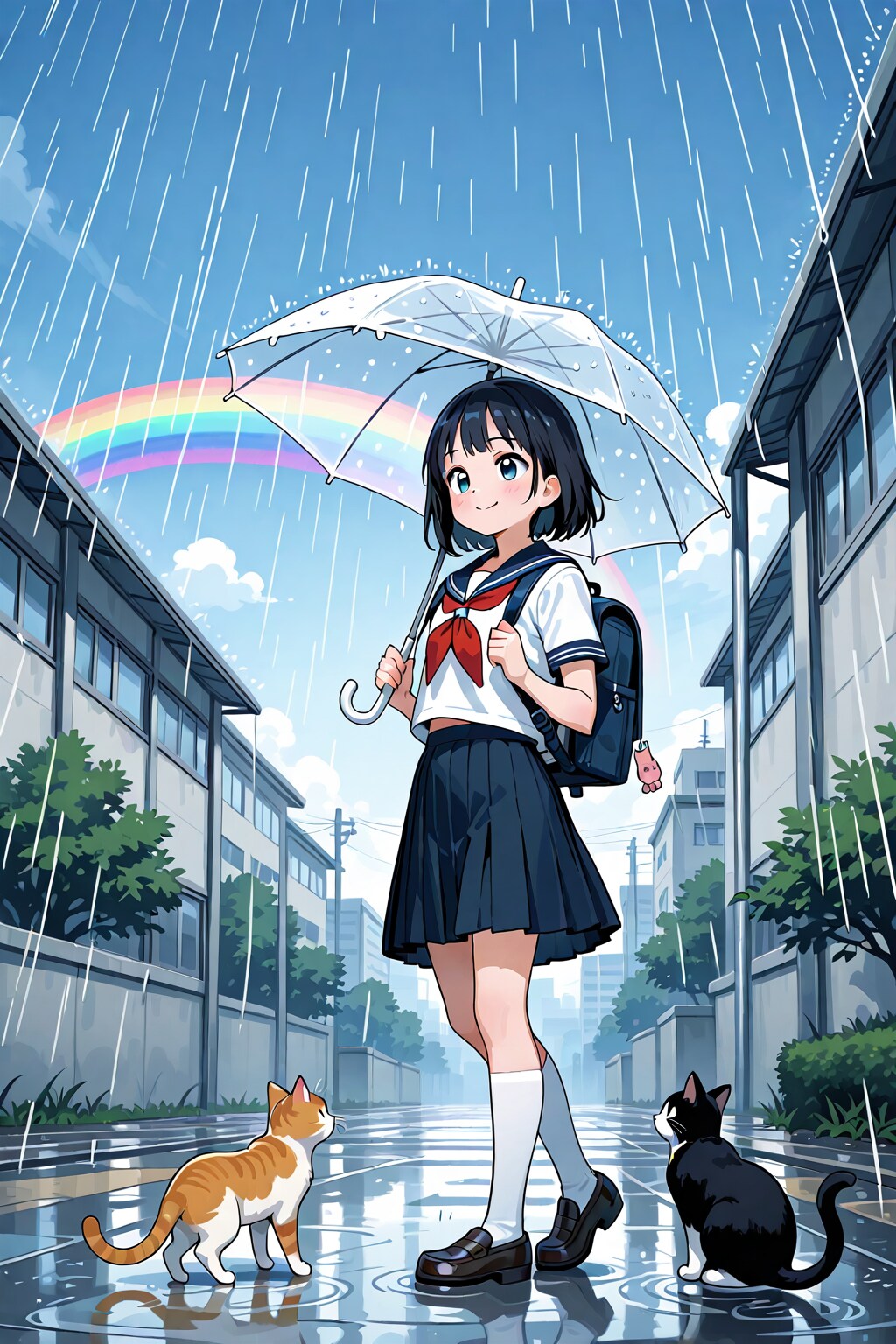 雨の中