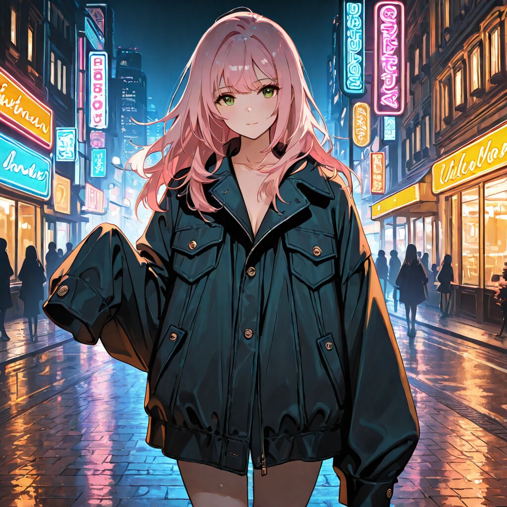 夜の都会とルーズシルエット