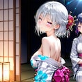 (1045)銀髪ちゃん浴衣 2枚目