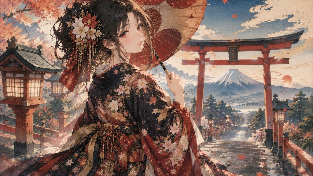 和風美麗イラスト生成GPT：カスタムGPT（GPTs）で作ったイラスト集   無料のChatGPTでも出来る！完成指示文をチャット欄に貼り付けるだけ。  #ChatGPT #カスタムGPT #GPTs
