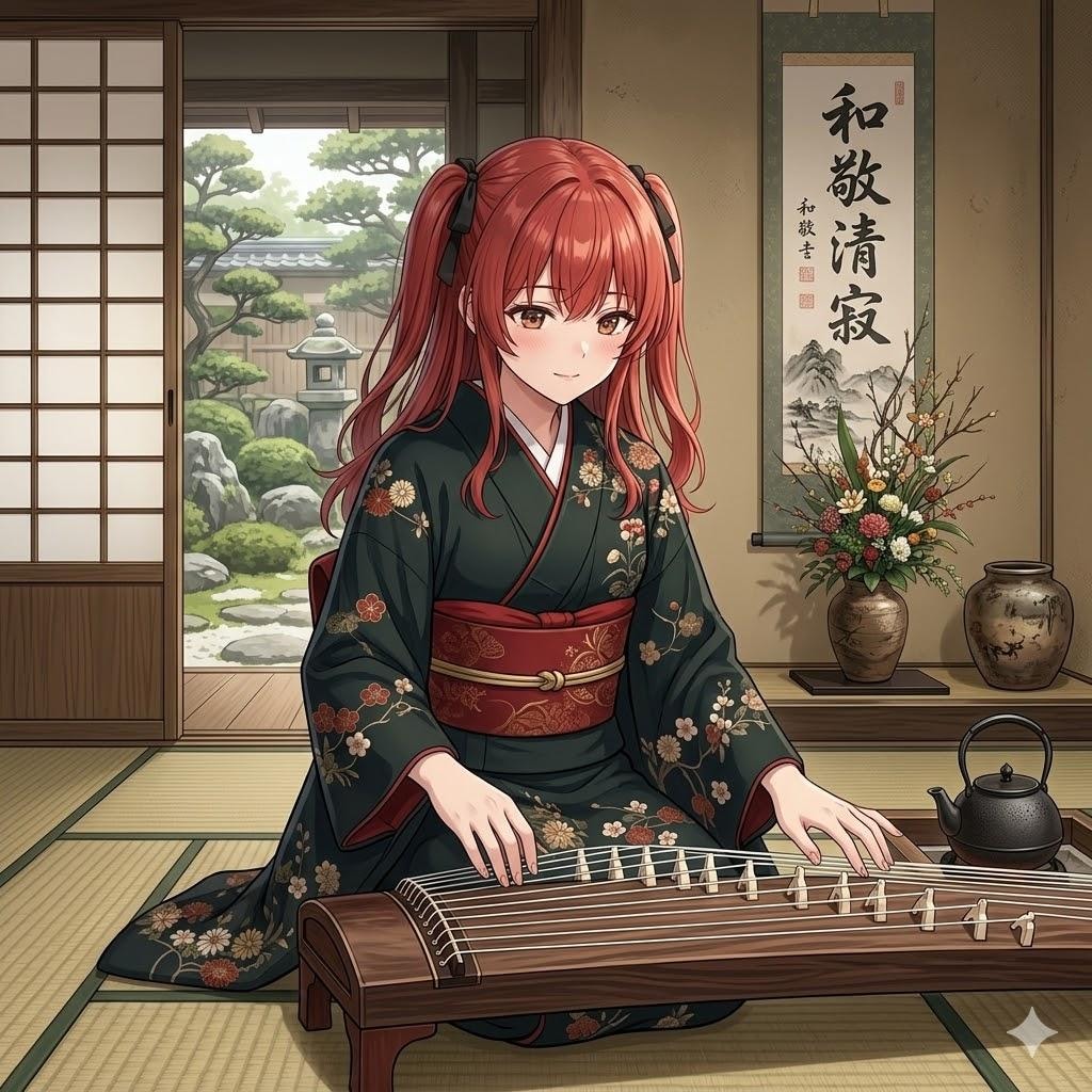 琴を奏でる千尋さん