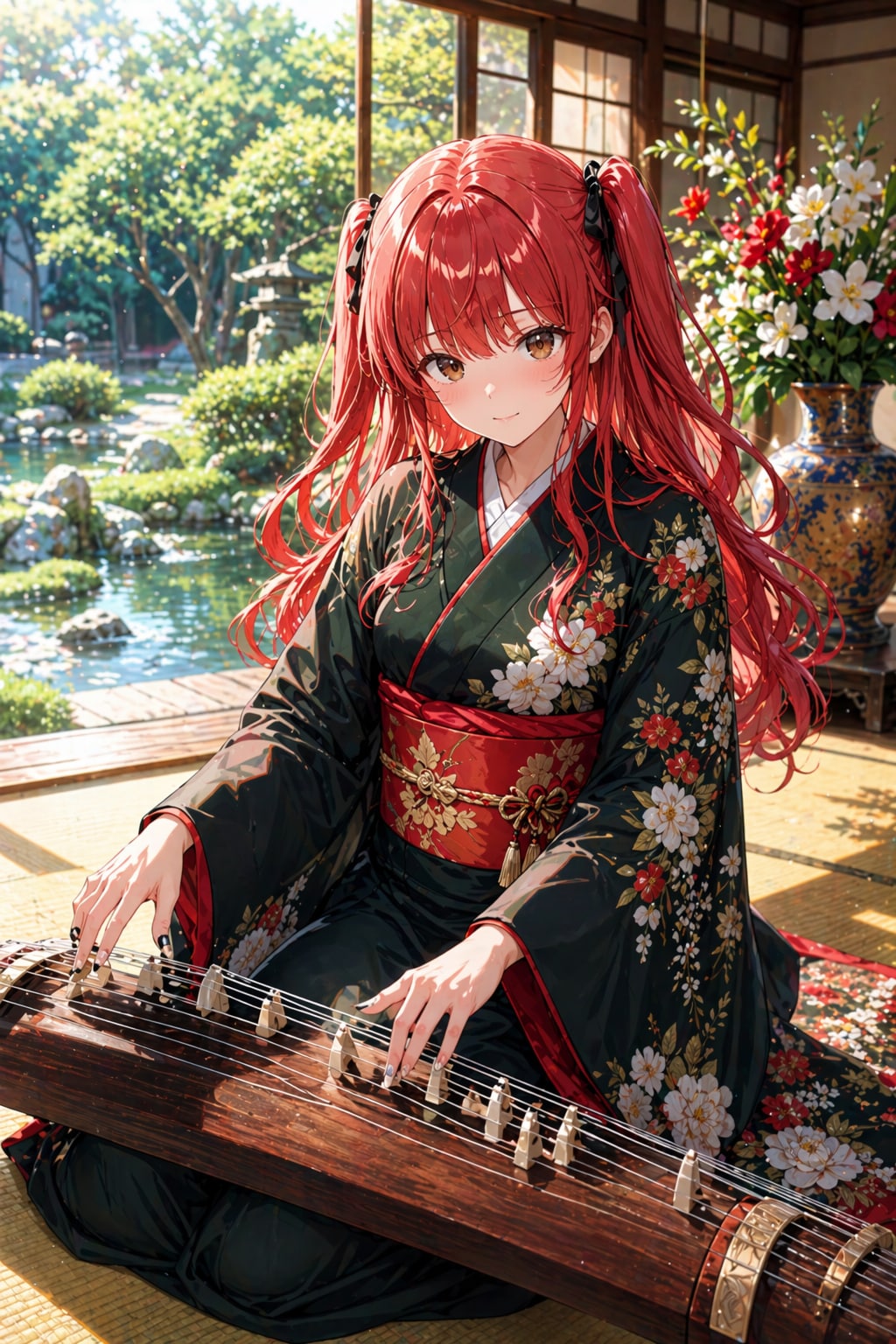 琴を奏でる千尋さん