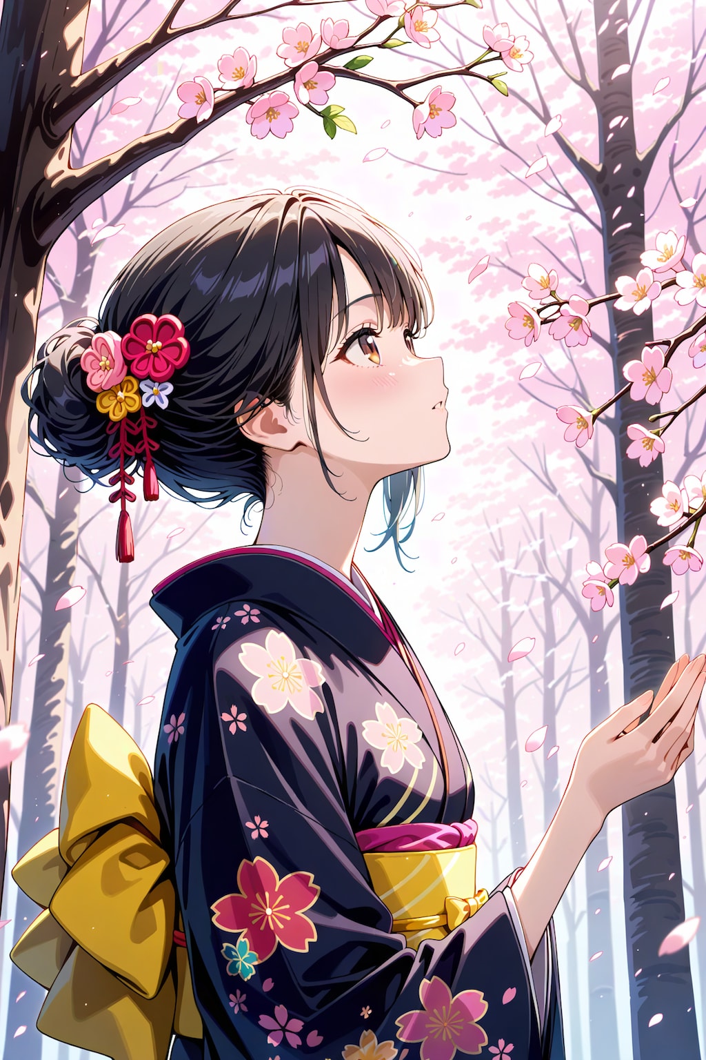 桜と着物