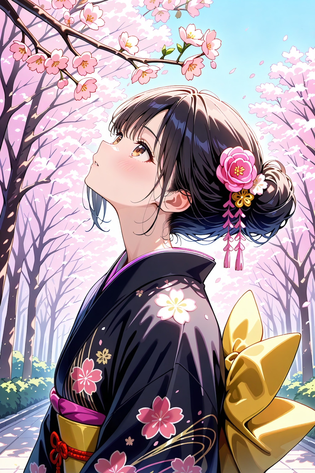 桜と着物