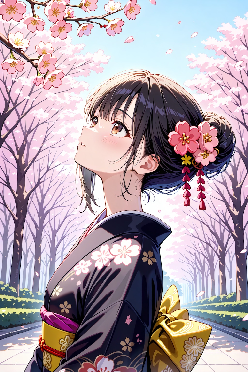 桜と着物