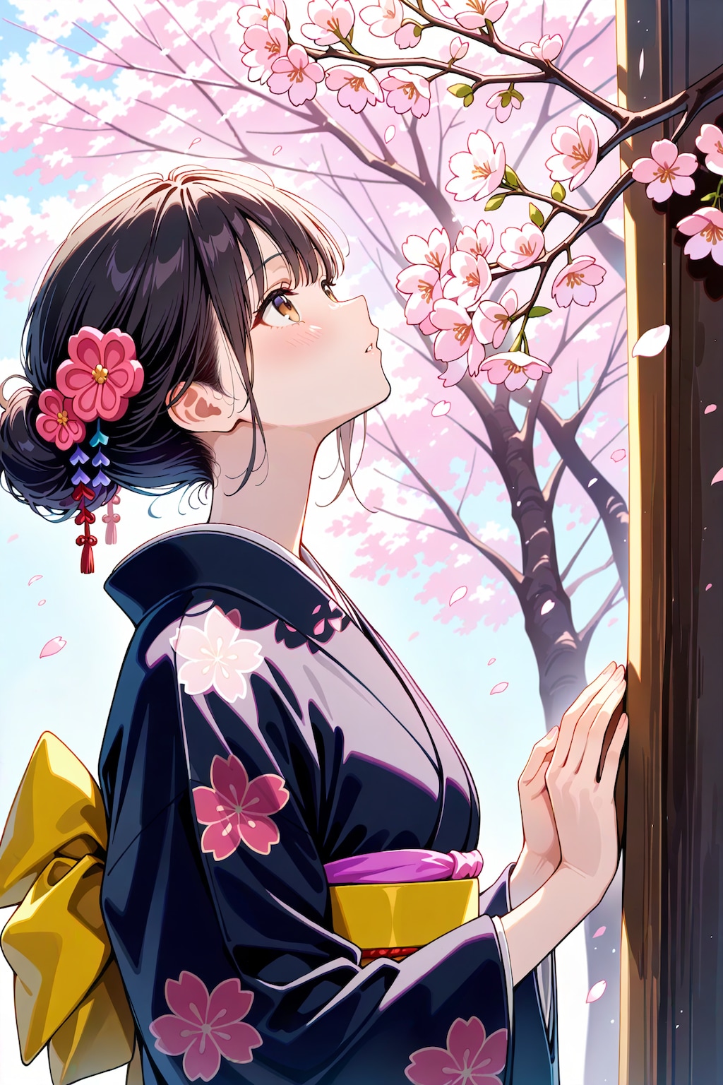 桜と着物