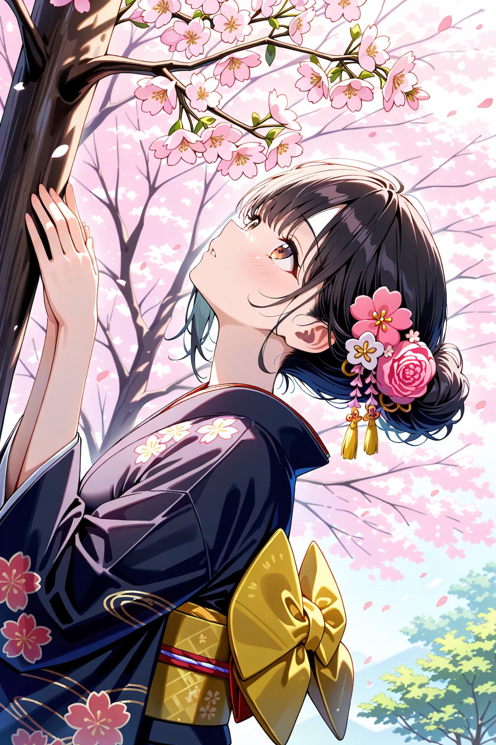 桜と着物