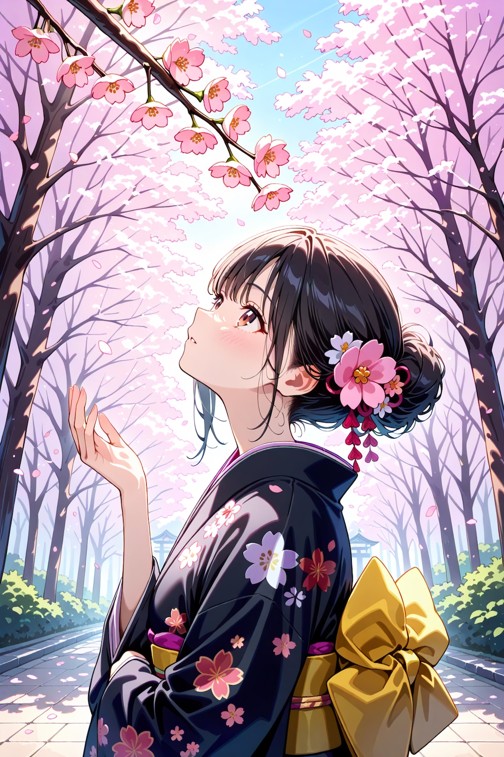 桜と着物