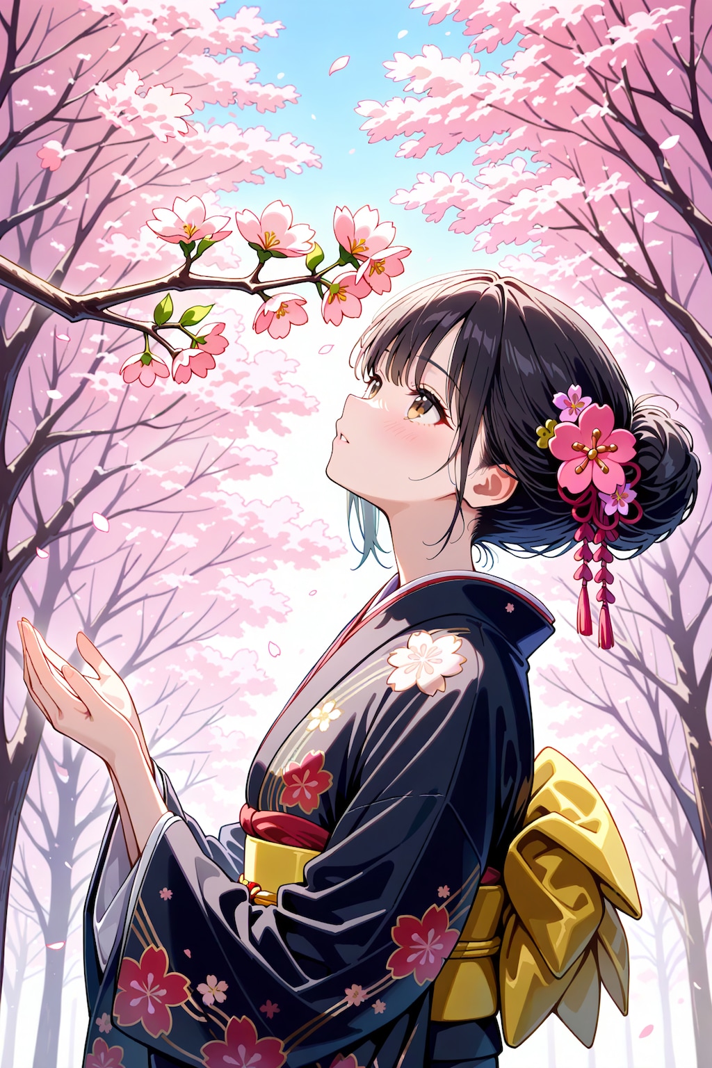 桜と着物