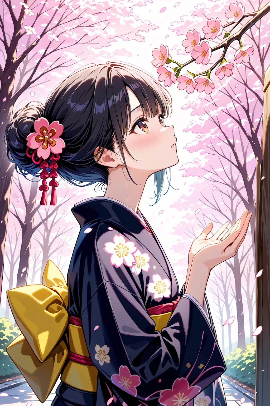 桜と着物