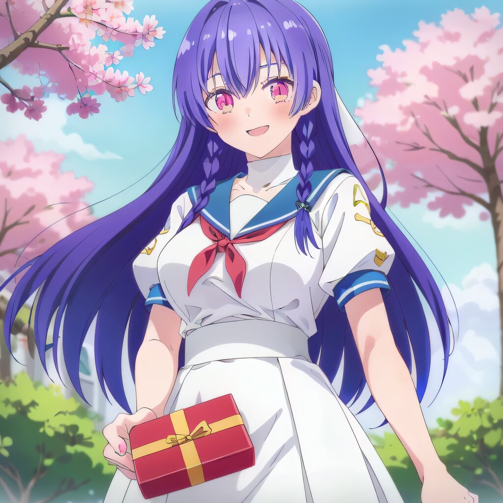 紫髪ロングでセーラー服の少女３