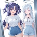 ユウカとノア　夏私服　ショートパンツ6 2枚目