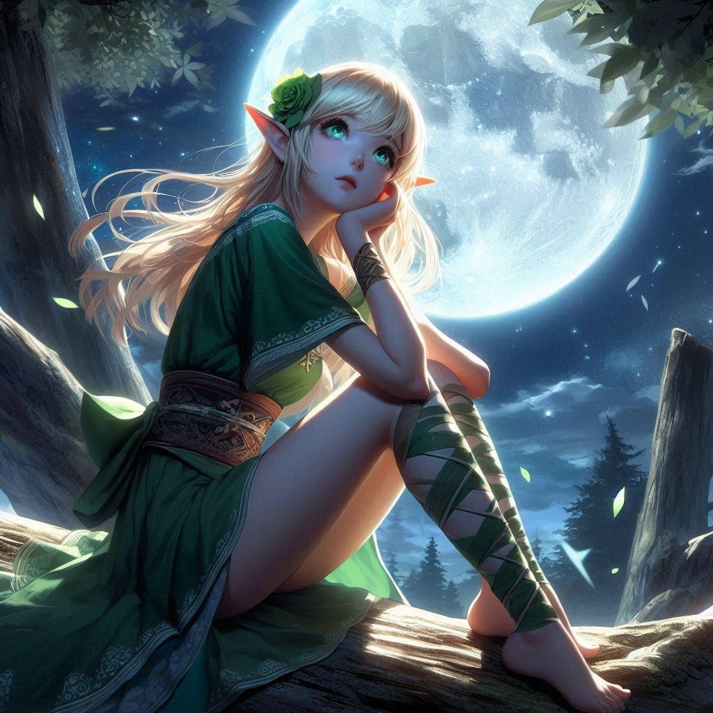 不安そうに森を見つめるエルフ