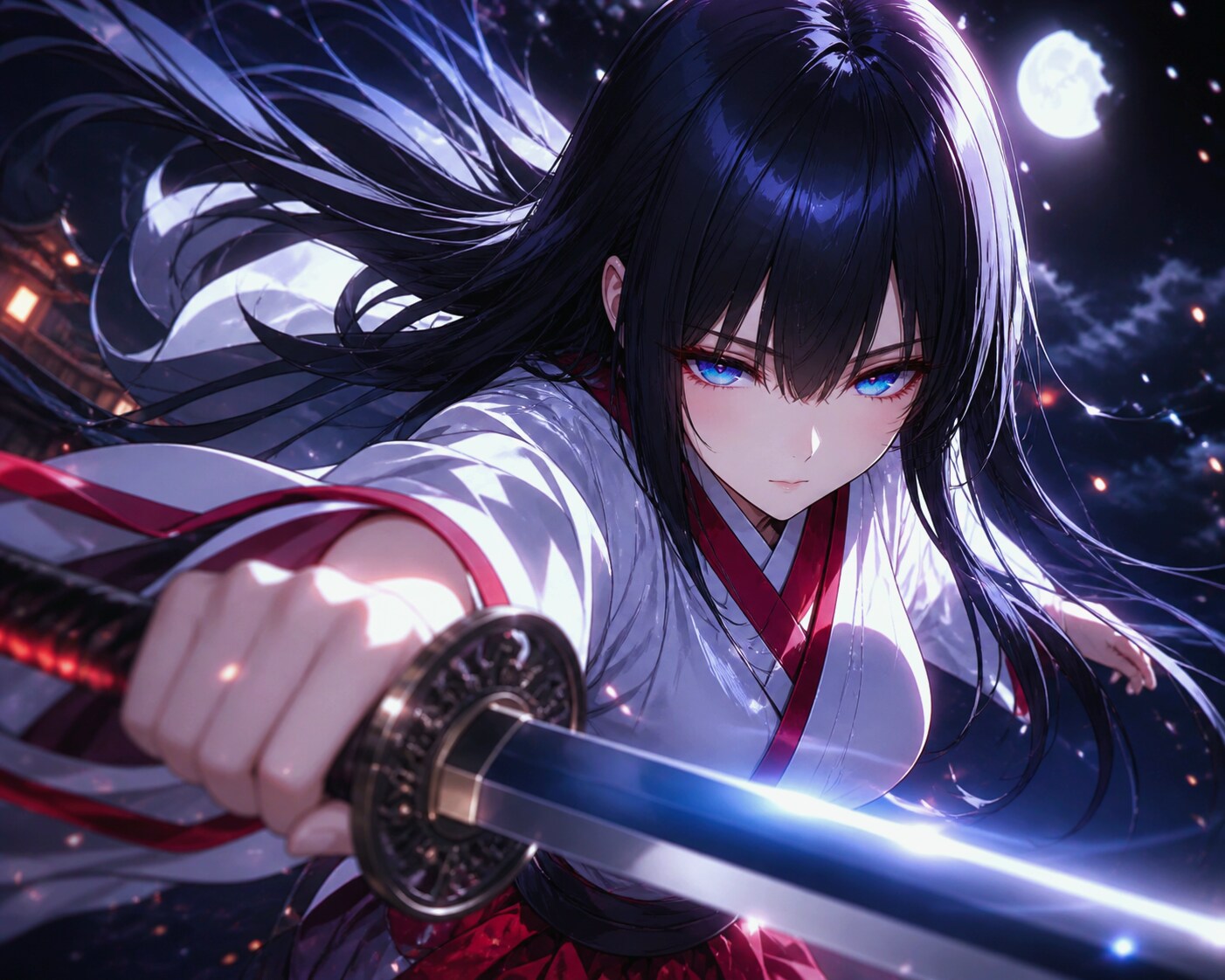 月夜に一戦