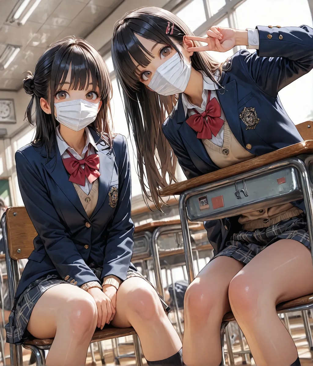 インフル対策バッチリのＪＫ達☺️