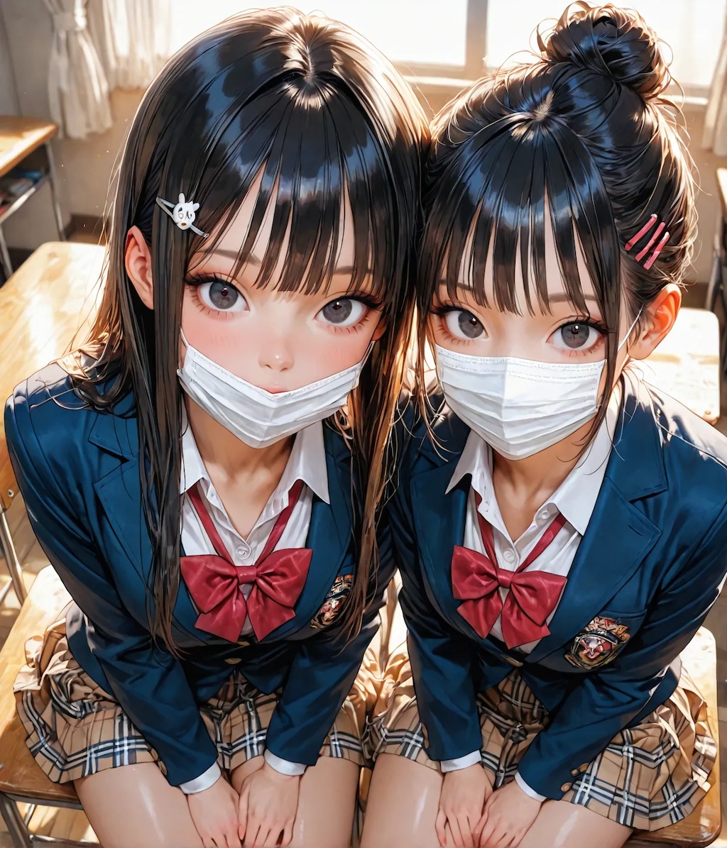 インフル対策バッチリのＪＫ達☺️