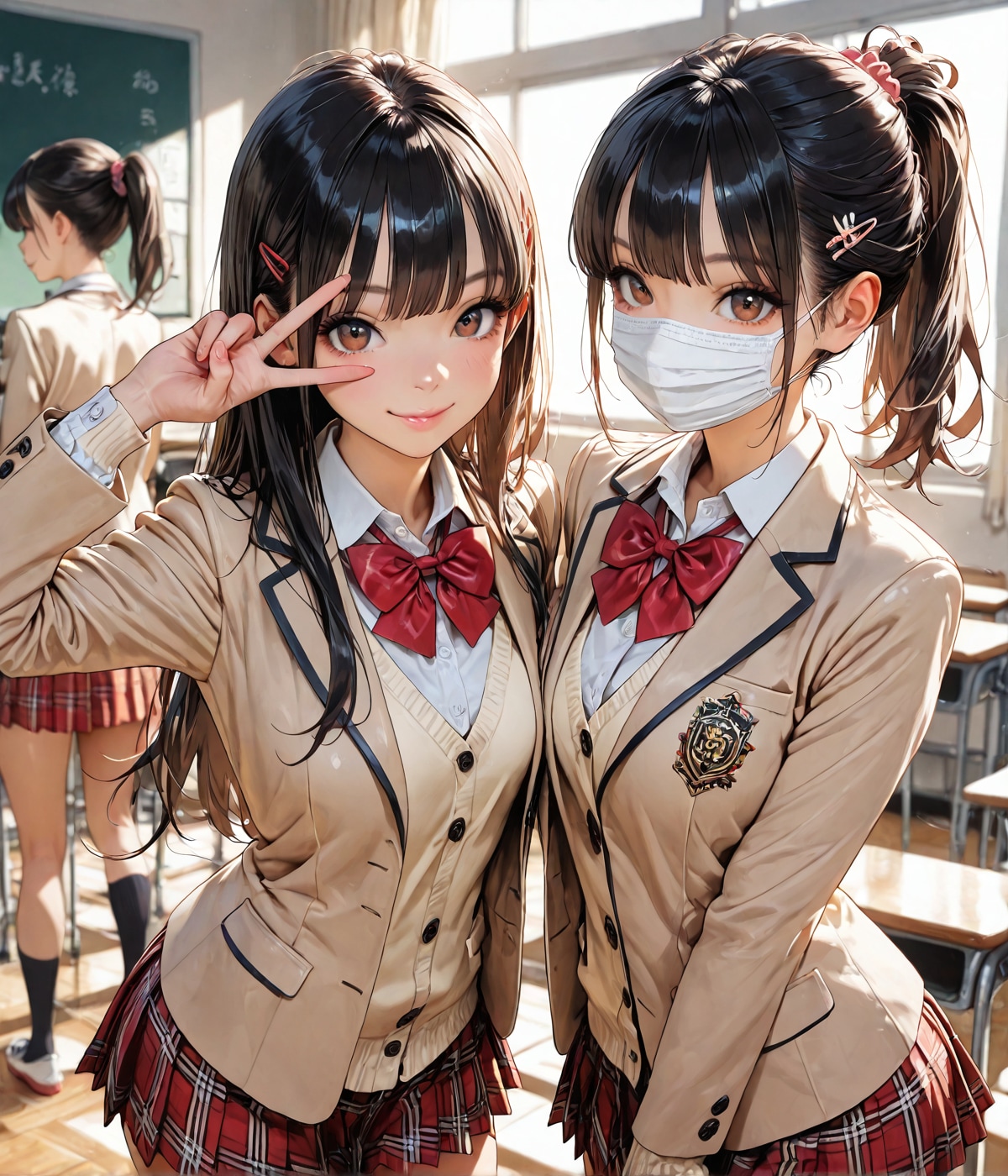 インフル対策バッチリのＪＫ達☺️ | の人気AIイラスト・グラビア